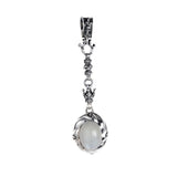 Silver Pendant Oval Spiral with MOONSTONE and Crown Charm