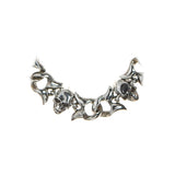 Silver Neckchain SKULLS and Swallowtails Curb Chain M with Karabiner