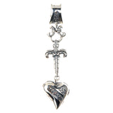 Silver Charm Pendant HEART and DAGGER