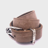 Silver Leather Bracelet with Hammered LILY Buckle
