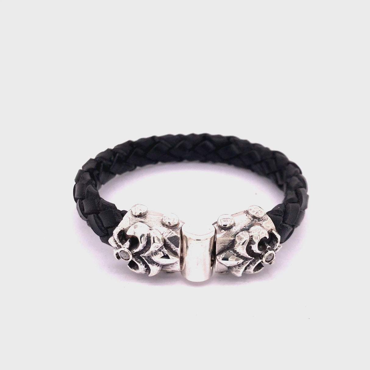 Silber-Lederarmband LILY und METEORIT Facettiertes Silber-Jointlock 10