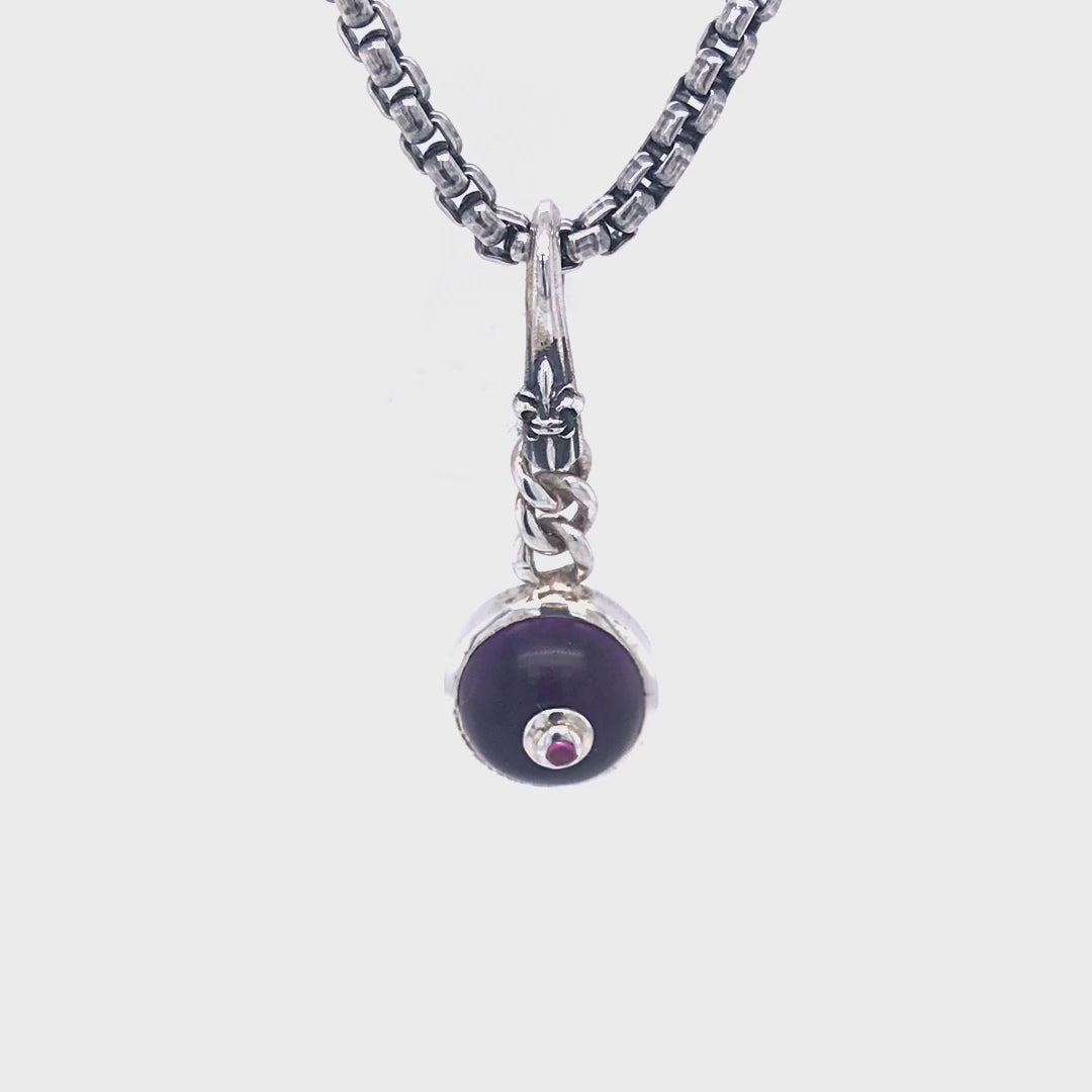 Silver Pendant Amethyst TITTS with Ruby Nippel