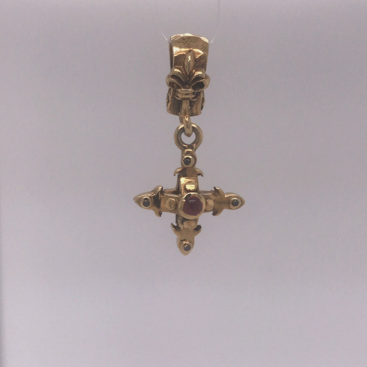 Silver Pendant SMITH CROSS  Body and Stones Gold 18