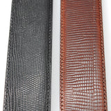 Belt Strap of Embossed Leather in Lizard with Buttons 40 mm