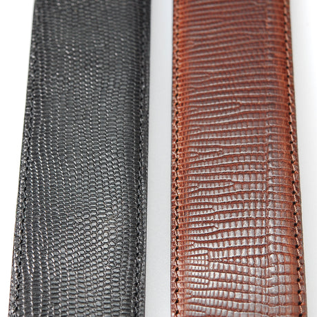 Belt Strap of Embossed Leather in Lizard with Buttons 40 mm