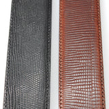 Belt Strap of Embossed Leather in Lizard with Buttons 35 mm