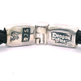 Silver Leather Bracelet CARPE DIEM Jointlock Faceted