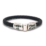 Silver-Leather Bracelet LOVE AT FIRST SIGHT Jointlock Faceted 6