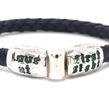 Silver-Leather Bracelet LOVE AT FIRST SIGHT Jointlock Faceted 6