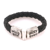 Silver Leather Bracelet WISH YOU WERE HERE Faceted Jointlock 13