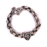 Silver Bracelet Faceted Peas Chain with DRAGON FIRE Shield