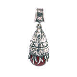Silver Pendant Bell Hammered and Flames