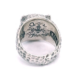 Silver Ring LEOPARD Head M Hammered
