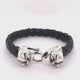 Silver Leather Bracelet SKULL on LOBSTER CLAW 13