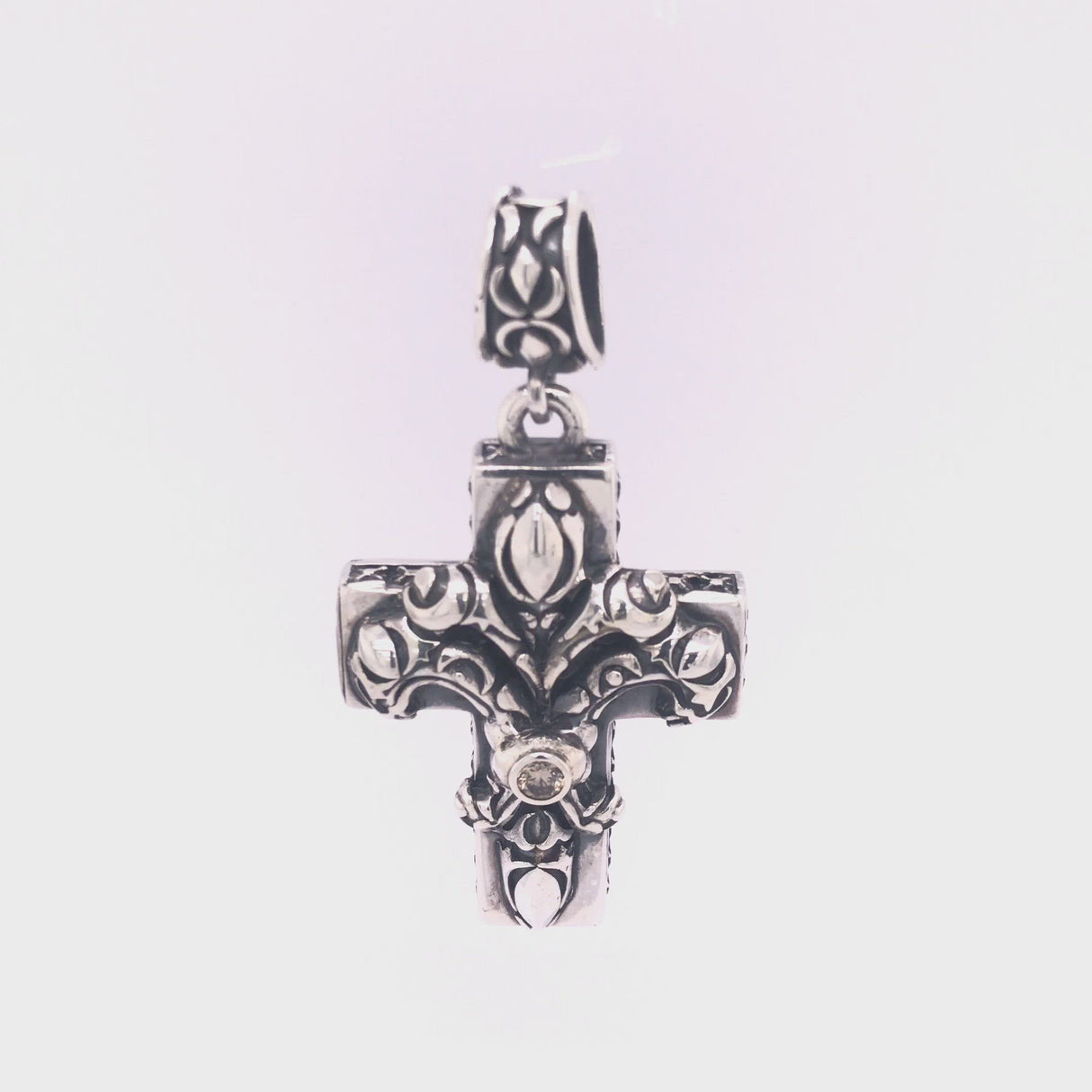 Silver Pendant LILY on CROSS Garden at Night M-Star Sides