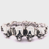 Silver Bracelet SKULLS with Skull Tongslock