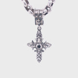 Silver Pendant CRESCENT CROSS with DRAGON SCALES