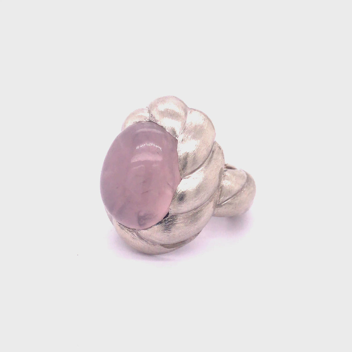 Silver Ring SPIRAL Fat Band and Oval SPIRAL Holder Rough