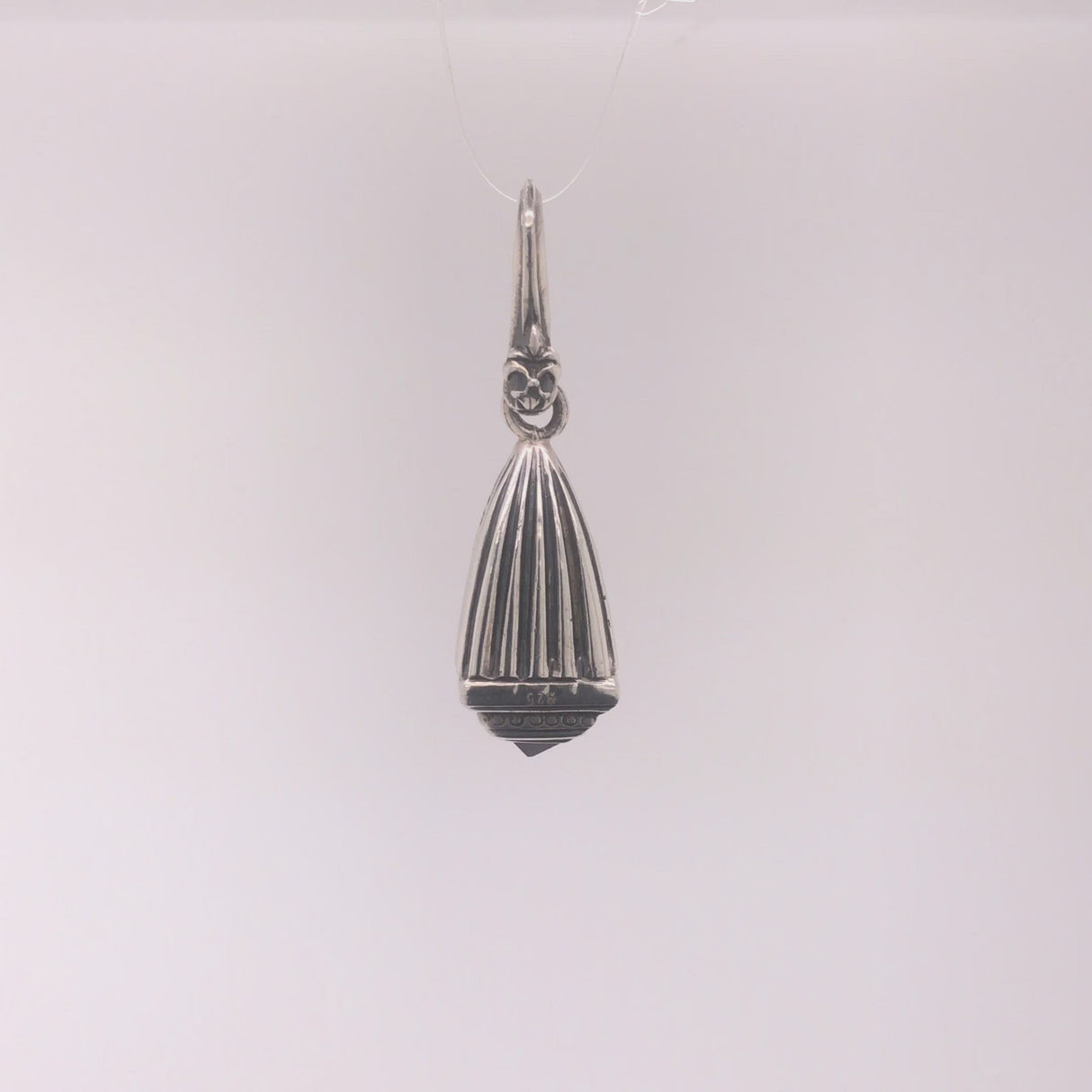 Silver Pendant STRIPED BELL with Pyramide